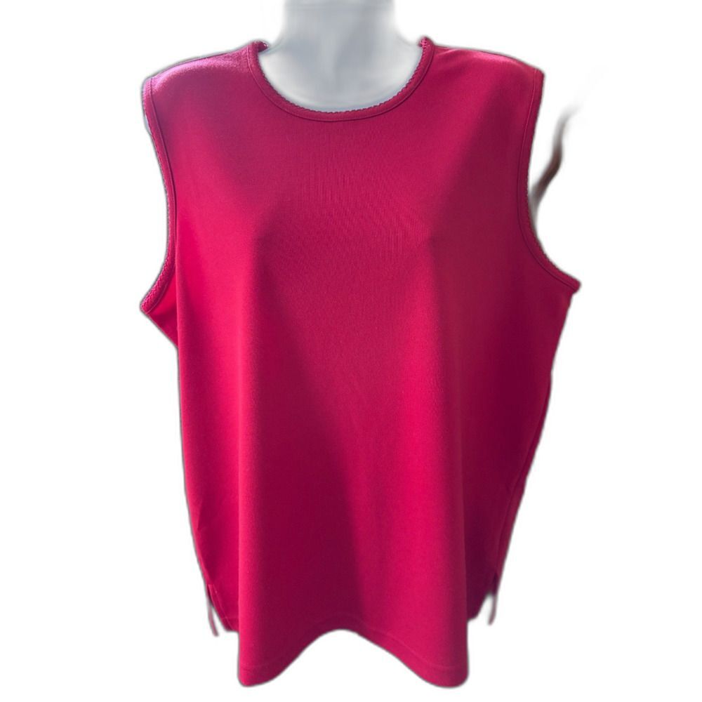 Bon Worth Size Petite Large Women’s Shell Blouse Poly/Cotton Red 44" Bust 26" L